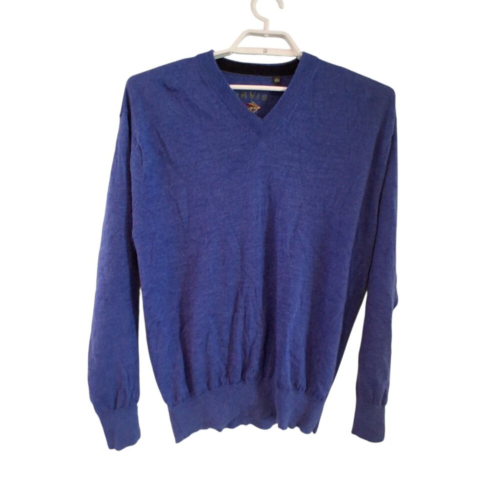 Orvis sweater mens XL blue merino wool pullover